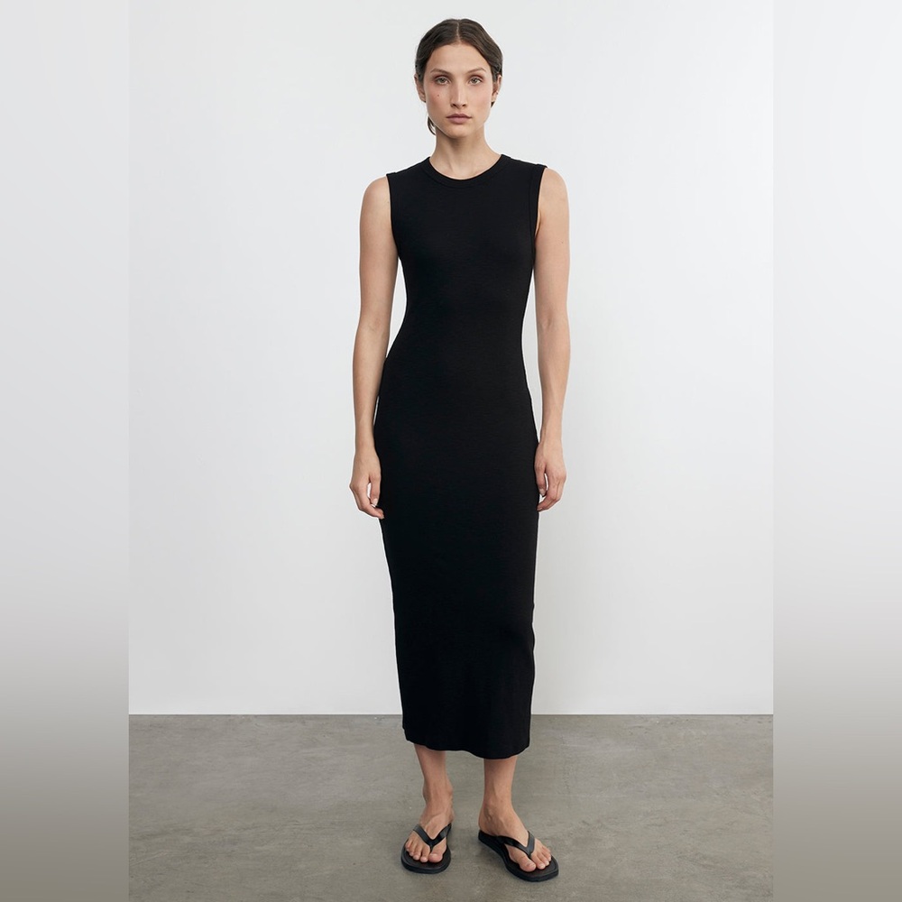 Enza Costa Italian hand made brand fabulous stretchy ribbed midi dress